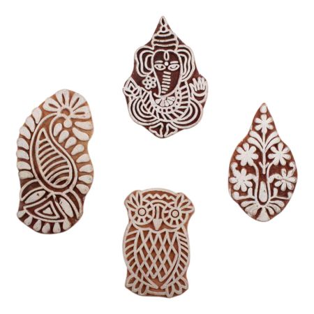 Set of 4 Piece New Mix Wooden Printing Block